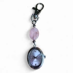 Vintage silver-tone “Love Amour” quartz keychain watch
